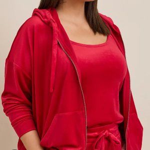 Torrid Red Velour Zip Front Hoodie 1